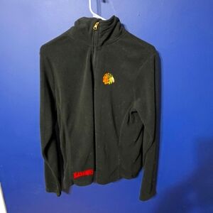 CHICAGO BLACKHAWKS NHL WOMENS FLEECE Large BLACK 1/4 ZIP PULLOVER